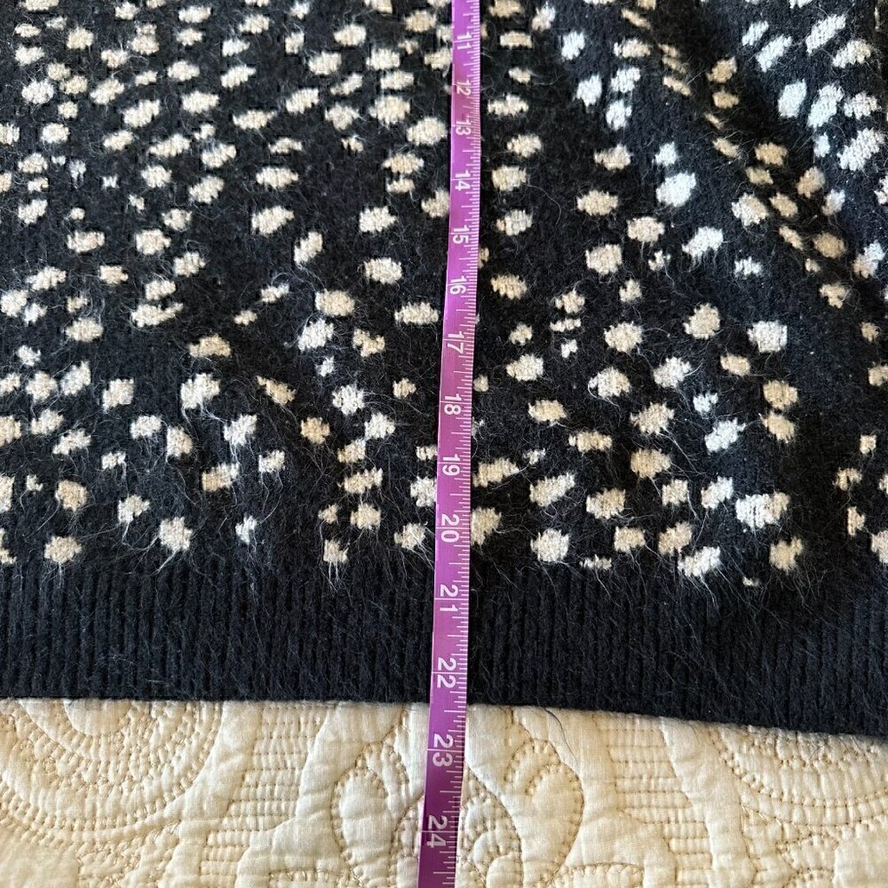 Saltwater LUXE cozy nubby warm crew neck polka dot black sweater women's large - Picture 8 of 8